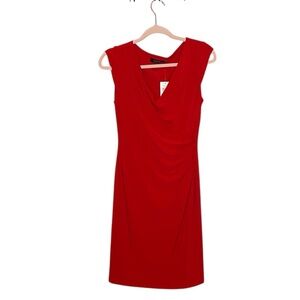 Lauren Ralph Lauren red cowl neck ruched ponte sheath dress Size 4
